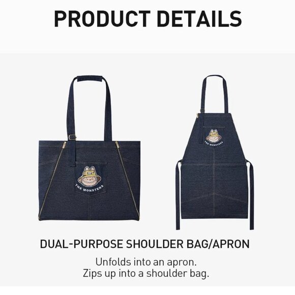 Pop MART Labubu the Monsters Fall in Wild Denim Tote Bag/Apron NEW & SEALED  T - Picture 2 of 14